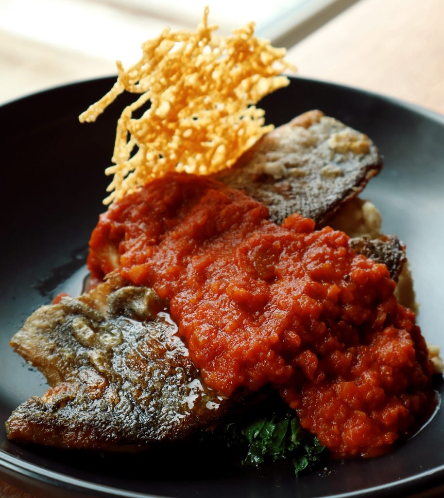 Fish and Grits entree at The Crown